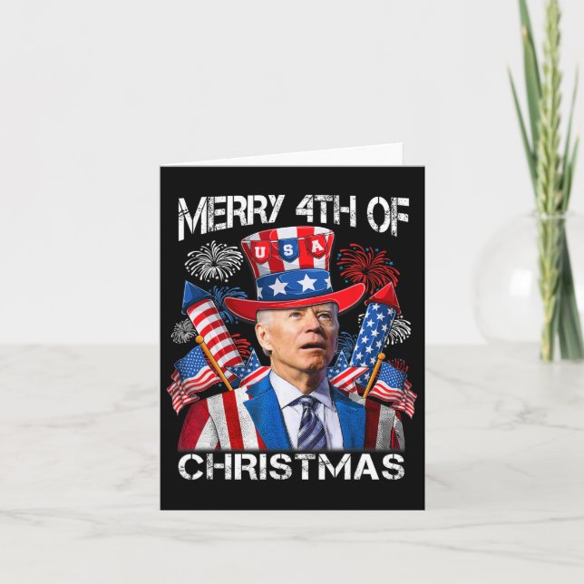 Funny Joe Biden Merry 4th Of Christmas 4th Of July Card (Front)