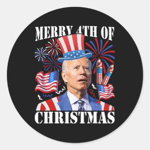 Funny Joe Biden Merry 4th Of Christmas 4th Of July Classic Round Sticker