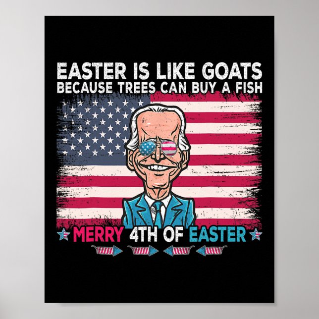 Funny Joe Biden Merry 4th Of Easter Design Fourth  Poster (Front)