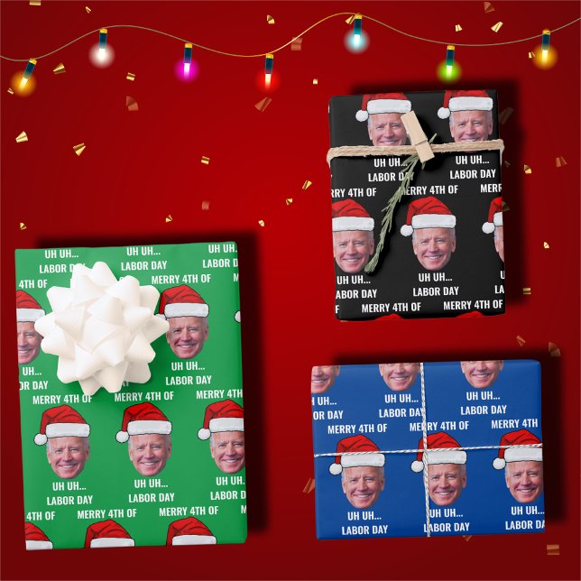 Funny Joe Biden Merry 4th Of Labour Day Humour Wrapping Paper Sheet (Creator Uploaded)