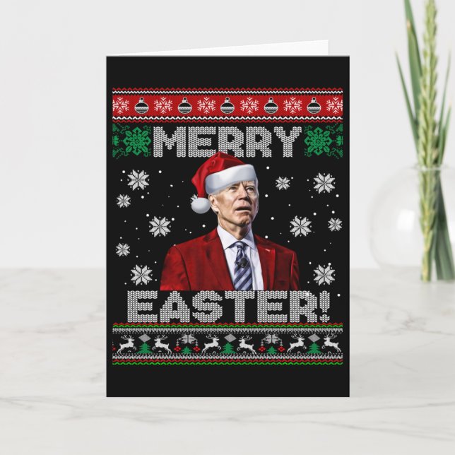 Funny Joe Biden Merry Easter Ugly Christmas Sweate Card (Front)