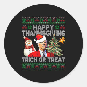 Funny Joe Biden Santa Merry Thanksgiving Christmas Classic Round Sticker