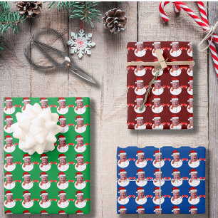 Funny Joe Biden Snowman Custom Face Photo Xmas Wrapping Paper Sheet
