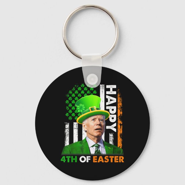 Funny Joe Biden St Patricks Day Happy 4th Of July  Key Ring (Front)
