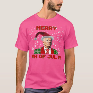 Funny Joe Biden Xmas Confused 4Th Of July T-Shirt