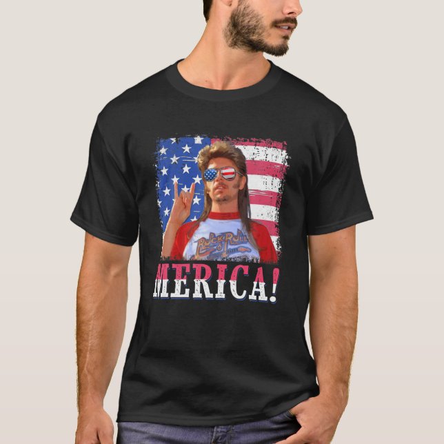 Funny Joe_Dirt's Merica 4Th Of July American Flag T-Shirt (Front)