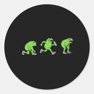 Funny Jogging Frogs Running Frog Half Marathon 10k Classic Round Sticker