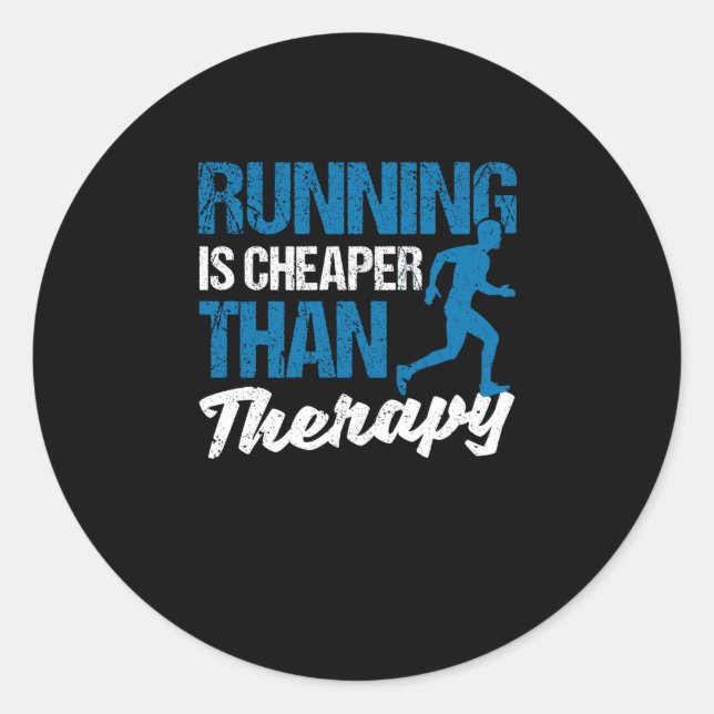 Funny jogging lover runner running is cheap classic round sticker (Front)