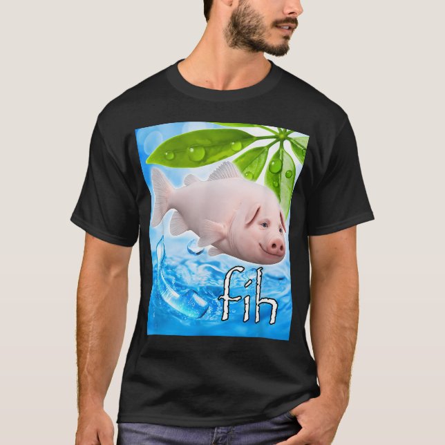Funny John Pork Fish Fih Calling Brainrot Dih T-Shirt (Front)