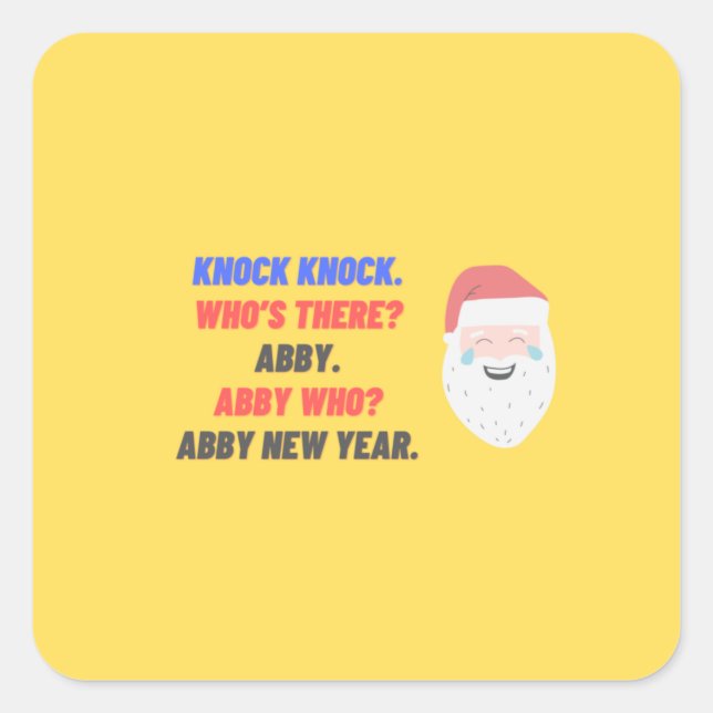 funny joke about new year square sticker (Front)