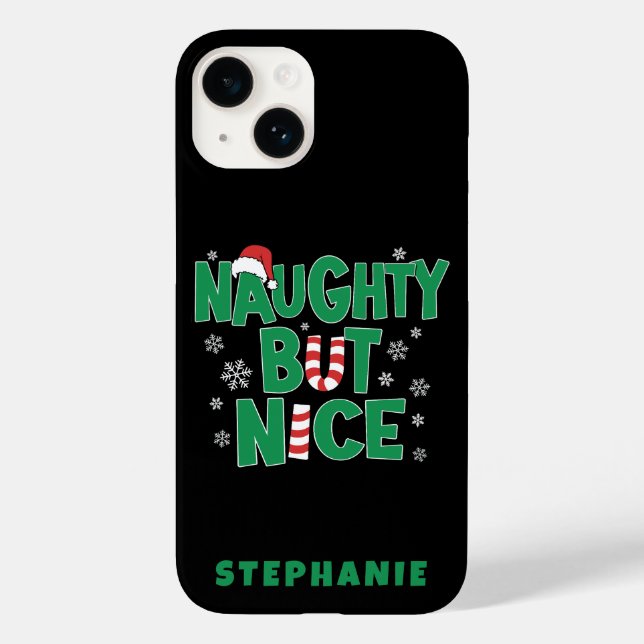 Funny Joke Christmas Humour Naughty But Nice Case-Mate iPhone Case (Back)