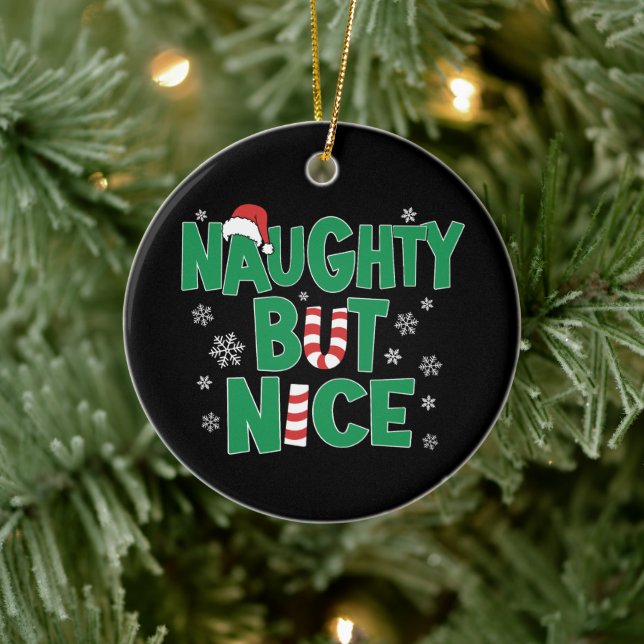 Funny Joke Christmas Humour Naughty But Nice Ceramic Tree Decoration (Tree)