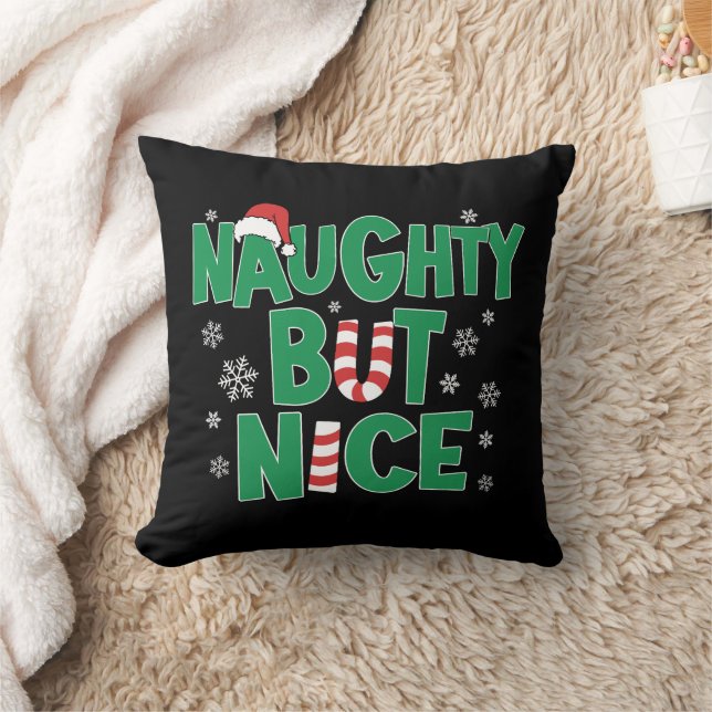 Funny Joke Christmas Humour Naughty But Nice Cushion (Blanket)