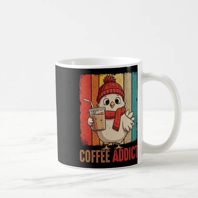 Funny Joke Coffee Lover Chicken Drinking Coffee Fa Mug (Right)
