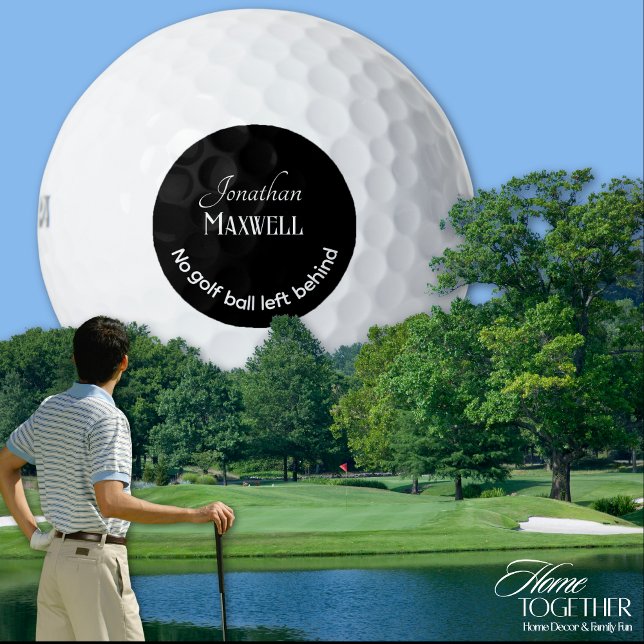 Funny Joke Custom Names Minimal Black White Golf Balls (Funny Golf Humor Personalized Names Golf Ball)