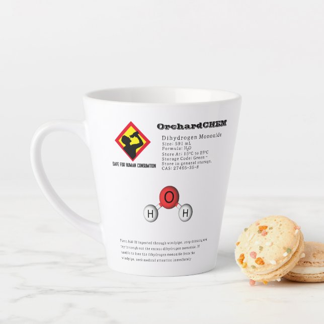 Funny Joke Dihydrogen Monoxide (H2O) Chemistry Latte Mug (In Situ)