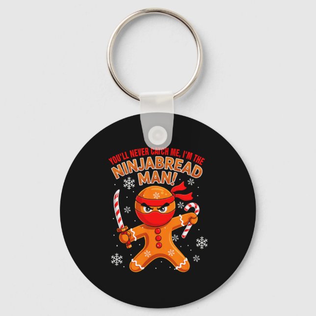 Funny Joke Never Catch I'm Ninjabread Xmas Gingerb Key Ring (Front)
