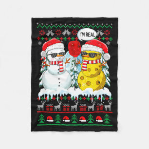 Funny joke pickleball equipment cosplay snowman fleece blanket