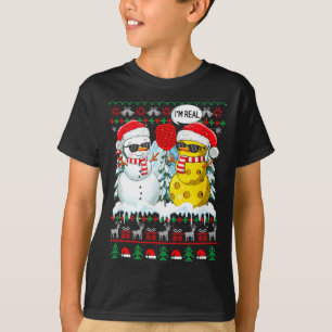 Funny joke pickleball equipment cosplay snowman T-Shirt