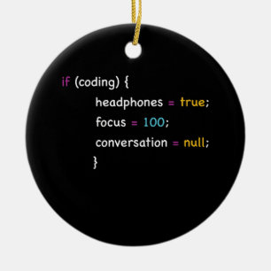 Funny Joke Programming If Coding Headphones Focus Ceramic Tree Decoration