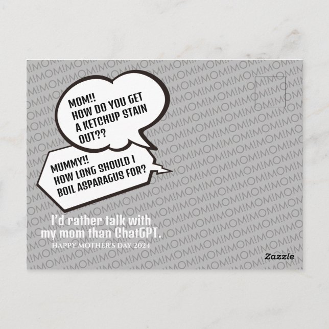 Funny joking Mother's Day thank you cards (Back)