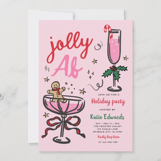 Funny Jolly Christmas Cocktail Party Holiday Party Invitation (Front)