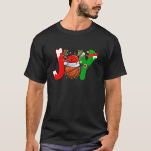 Funny Joy Basketball Santa Hat Reindeer Christmas  T-Shirt