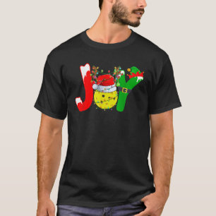 Funny Joy Pickleball Santa Hat Reindeer Christmas  T-Shirt