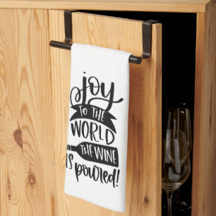 Funny Joy The Wine Is Poured Tea Towel