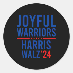 Funny Joyful Warriors Kamala Harris Waltz 2024 Classic Round Sticker