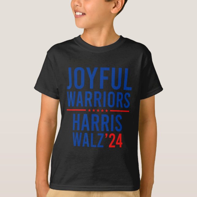 Funny Joyful Warriors Kamala Harris Waltz 2024  T-Shirt (Front)