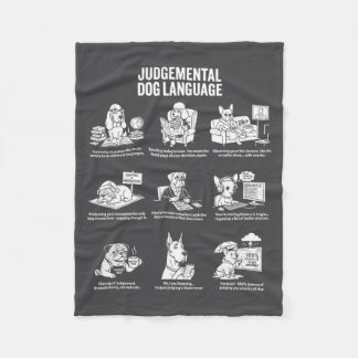 Funny Judgemental Dog Language Meme Fleece Blanket