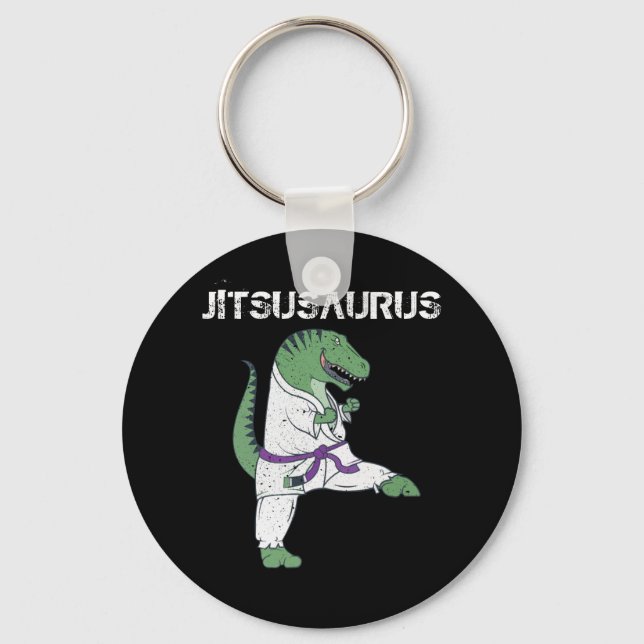 Funny Jujitsu, T-Rex Jiu Jitsu Black Belt gifts Key Ring (Front)