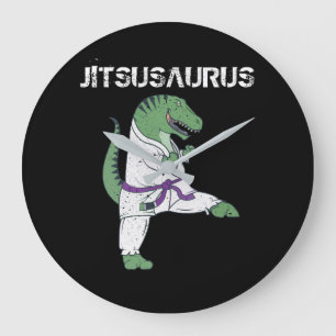 Funny Jujitsu, T-Rex Jiu Jitsu Black Belt gifts Large Clock