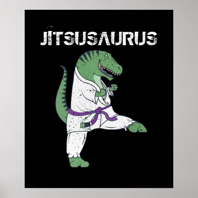 Funny Jujitsu, T-Rex Jiu Jitsu Black Belt gifts Poster (Front)
