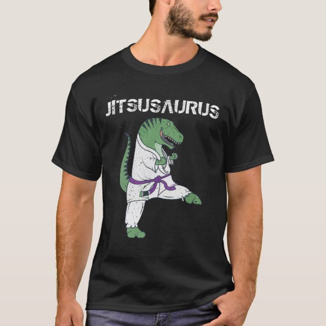  Funny Jujitsu -T-Rex Jiu Jitsu Black Belt gifts T-Shirt (Front)