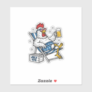 Funny July 4th Chicken Beer Patriotic Shirt Design