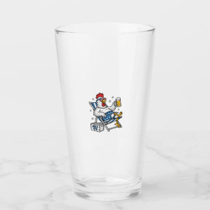 Funny July 4th Chicken Beer Patriotic Shirt Design Glass
