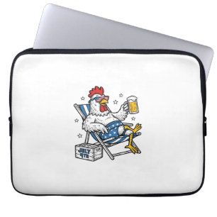 Funny July 4th Chicken Beer Patriotic Shirt Design Laptop Sleeve