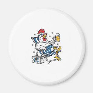 Funny July 4th Chicken Beer Patriotic Shirt Design Magnet