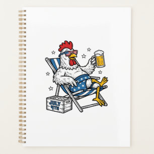 Funny July 4th Chicken Beer Patriotic Shirt Design Planner