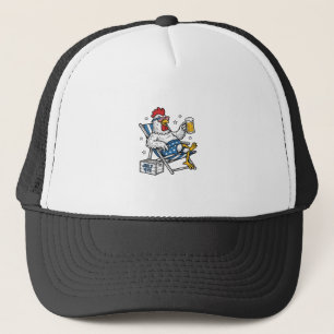 Funny July 4th Chicken Beer Patriotic Shirt Design Trucker Hat