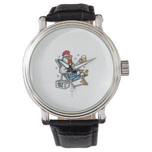 Funny July 4th Chicken Beer Patriotic Shirt Design Watch