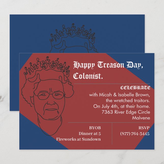 Funny July 4th Party Invitation (Front/Back)