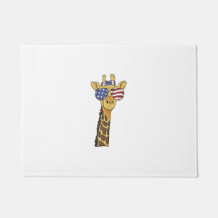 Funny July 4th US Flag Patriotic Giraffe Doormat