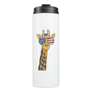 Funny July 4th US Flag Patriotic Giraffe Thermal Tumbler