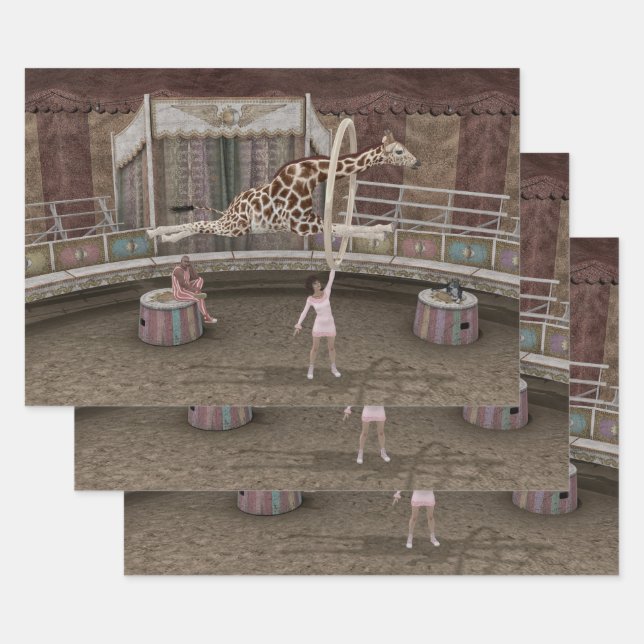 Funny Jumping Giraffe Wrapping Paper Sheet (Set)