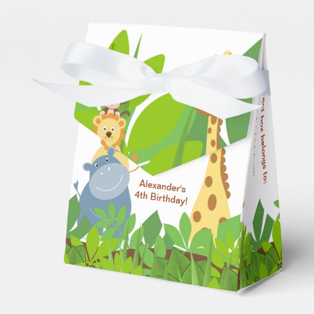 Funny Jungle Baby Animals Tent Favour Box (Front Side)