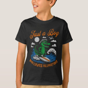 Funny Just A Boy Who Loves Alligators Surfing Alli T-Shirt