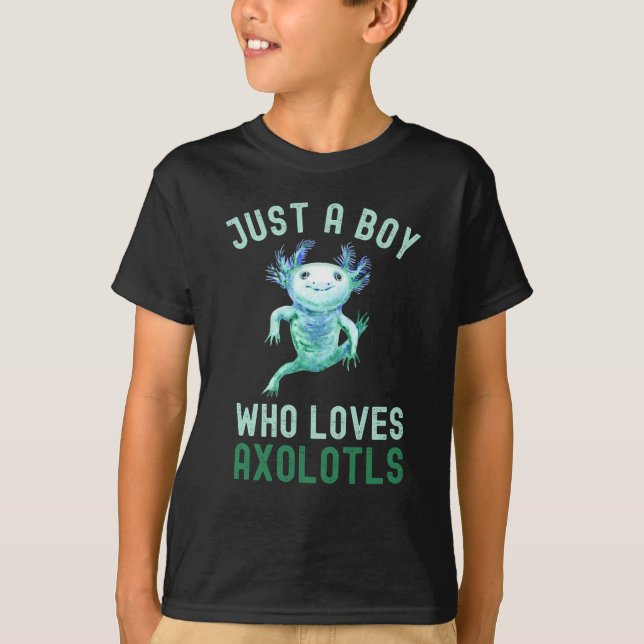 Funny,Just A Boy Who Loves Axolotls,Cute T-Shirt (Front)
